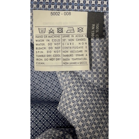 Salvatore Ferragamo Men's City Fit Blue Pattern Shirt 100% Cotton Made in Italy - Picture 12 of 12